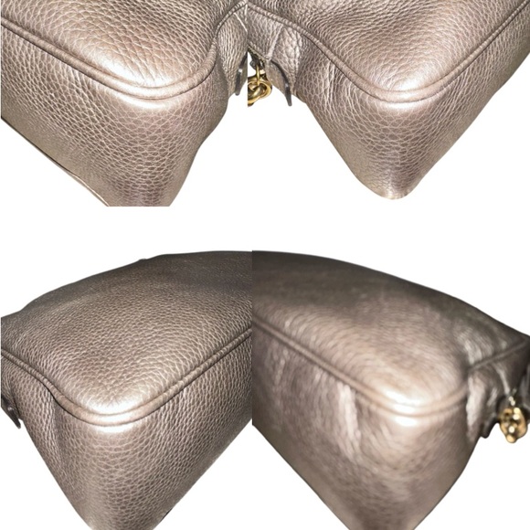 6-25 Preloved Gucci Metallic Silver Gray Leather Shoulder Bag - Picture 7 of 13